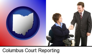 Columbus, Ohio - a court reporter shaking hands with an attorney